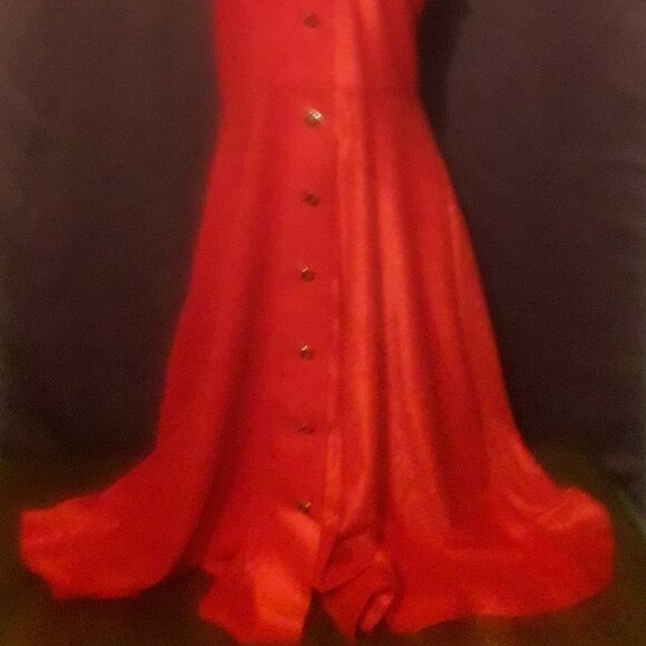 Vintage 1960s 1970s Red Halter Dress Midi Sleeveless Women Ladies 60s 70s - Picture 2 of 7